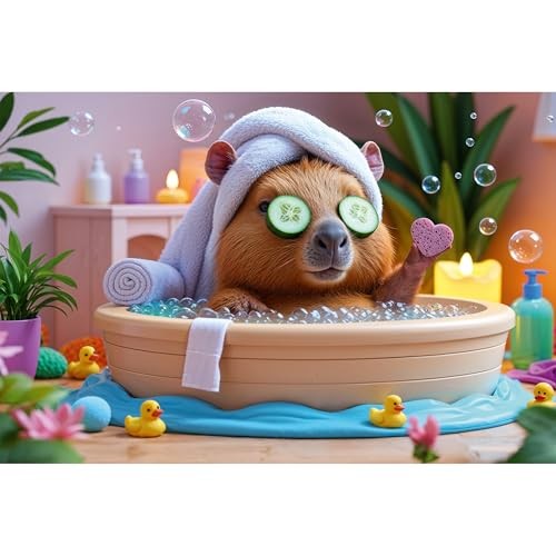 Trefl - the Treflik Family, Capybara at the Spa - Puzzle 160 Elements - Colourful Puzzle with Capybara at Home Spa, Creative Entertainment, Fun for Ki