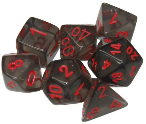 Chessex: Translucent - Polyhedral Smoke/Red 7-Die Set
