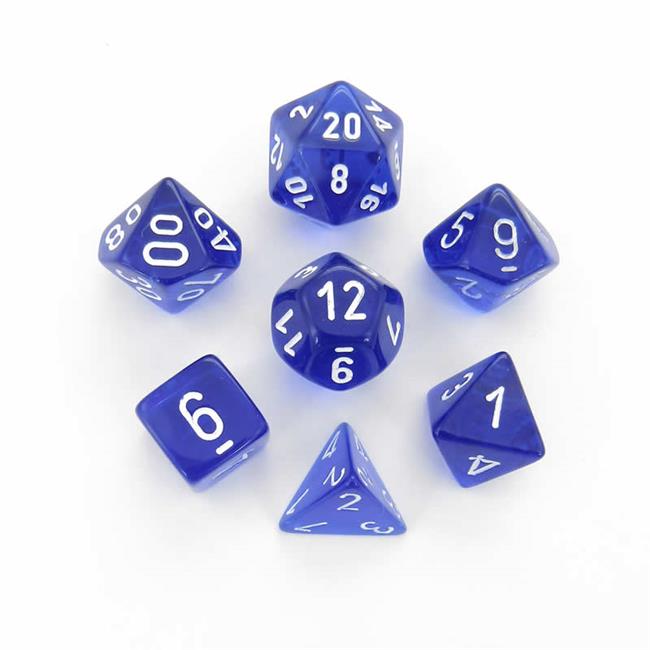 Chessex: Translucent - Polyhedral Blue/White 7-Die Set